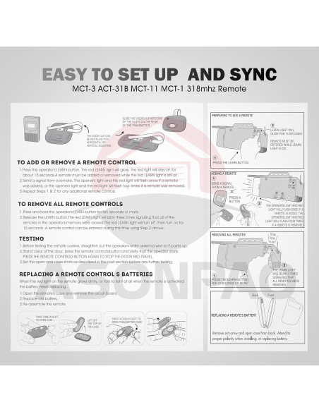 Abridor de Puerta de Garaje Lineal ASONPAO MCT-3 Control Remoto