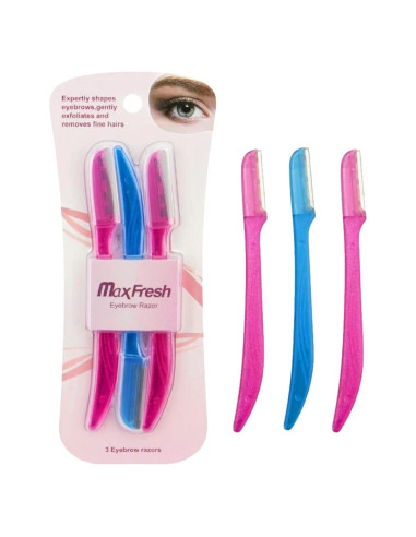 Cuchillas de Cejas Maxfresh - Set de 3 Piezas Rosa y Azul