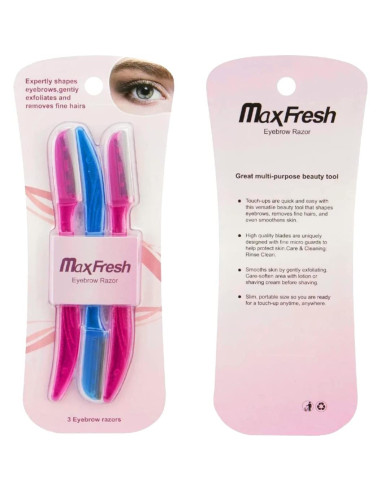 Cuchillas de Cejas Maxfresh - Set de 3 Piezas Rosa y Azul