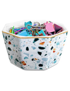 Soporte para Clips de Papel Cerámico HOMSUN Mármol Azul 10cm