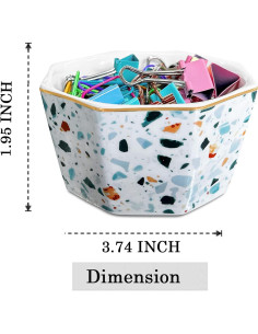 Soporte para Clips de Papel Cerámico HOMSUN Mármol Azul 10cm 2