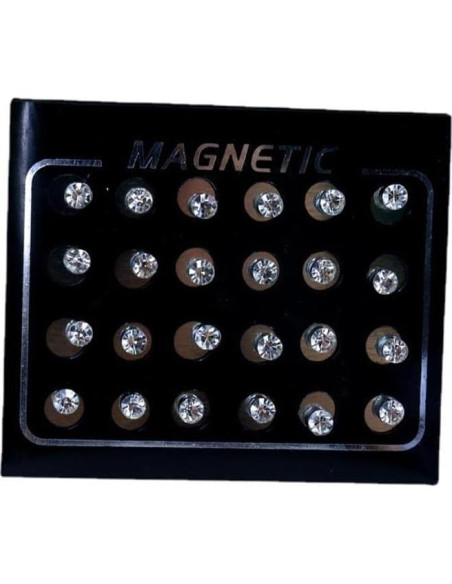 Pendientes Magnéticos de Cristal NC 24 Pcs 5mm Sin Perforación