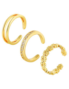 Conjunto de 3 Anillos Abiertos Ajustables para Dedos de los Pies Oro