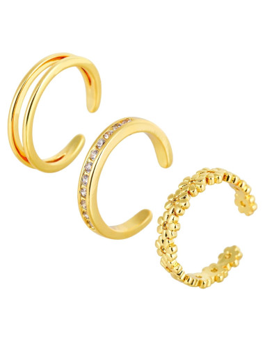 Conjunto de 3 Anillos Abiertos Ajustables para Dedos de los Pies Oro