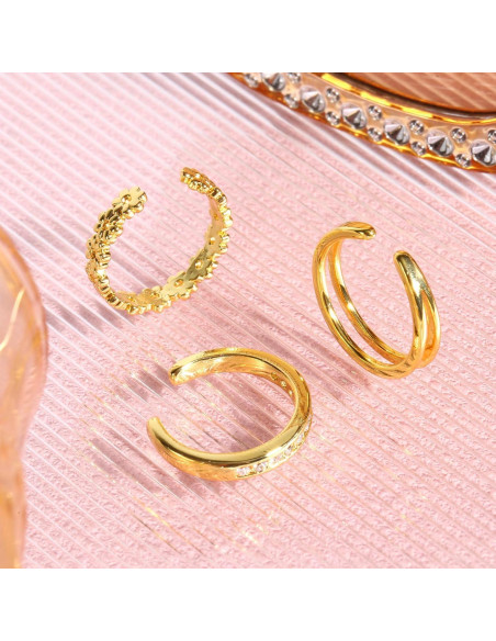 Conjunto de 3 Anillos Abiertos Ajustables para Dedos de los Pies Oro