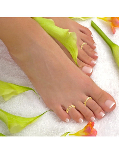 Conjunto de 3 Anillos Abiertos Ajustables para Dedos de los Pies Oro