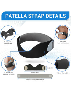 Correa de Soporte Patelar de Silicona Ajustable - Negro Clásico 2
