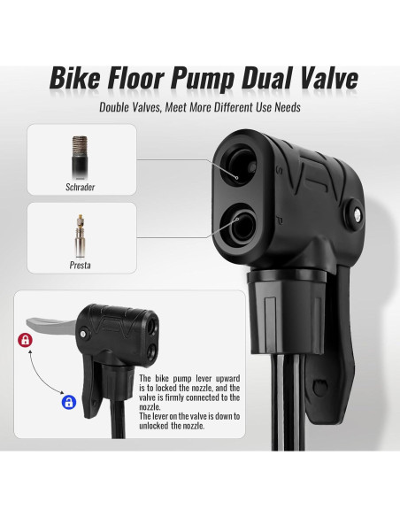 Bomba de Bicicleta Mini NUWAB 25 cm 100 PSI Doble Válvula