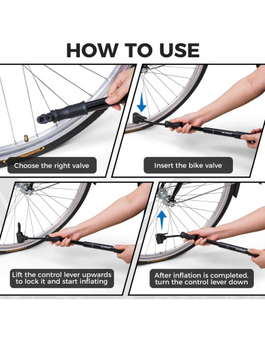 Bomba de Bicicleta Mini NUWAB 25 cm 100 PSI Doble Válvula