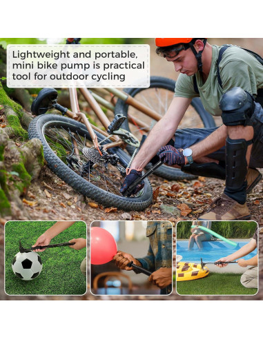 Bomba de Bicicleta Mini NUWAB 25 cm 100 PSI Doble Válvula