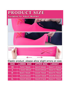 Mangas de Compresión Rosa Gejoy para Conciencia Cáncer Mama - 4 Pares 2