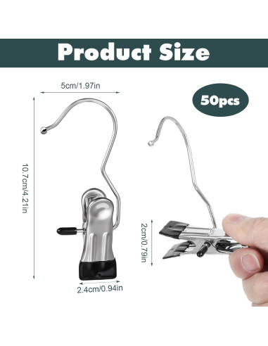 Clips de Percha YUXIANLB - 50 Piezas Acero Inoxidable