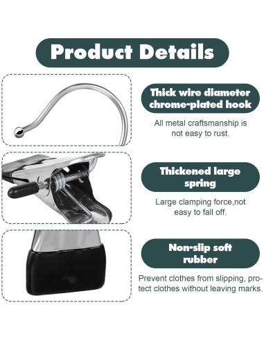 Clips de Percha YUXIANLB - 50 Piezas Acero Inoxidable