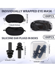 Conjunto 200 Piezas Máscaras Dormir y Tapones Silicona Chicingyou 2