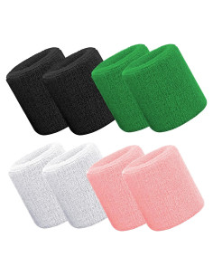 Paquete de 8 muñequeras deportivas ARTOSHIN - Algodón, 8x8 cm