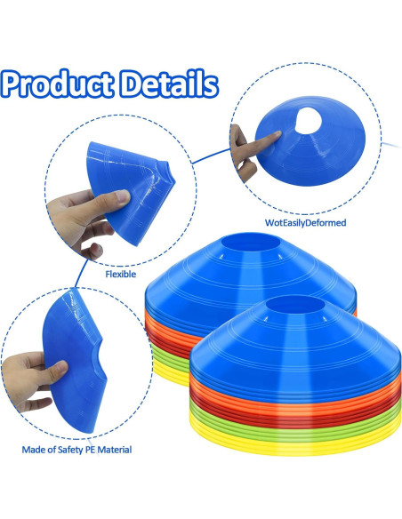 Conos de Fútbol Jyongmer 100 Piezas Multicolor con Bolsa Conos de Fútbol Jyongmer 100 Piezas Multicolor con Bolsa