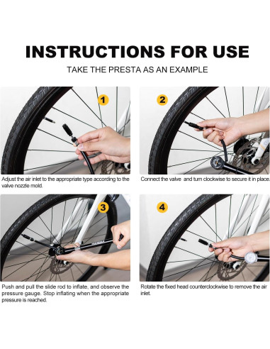 Bomba de Marco de Bicicleta MOHEGIA 160 PSI con Manómetro