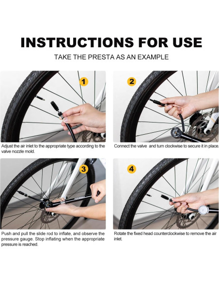 Bomba de Marco de Bicicleta MOHEGIA 160 PSI con Manómetro