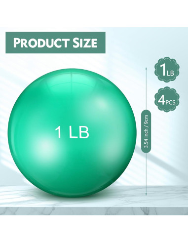 4 Balones de Tonificación con Peso Seenelling 0.45 kg Verde