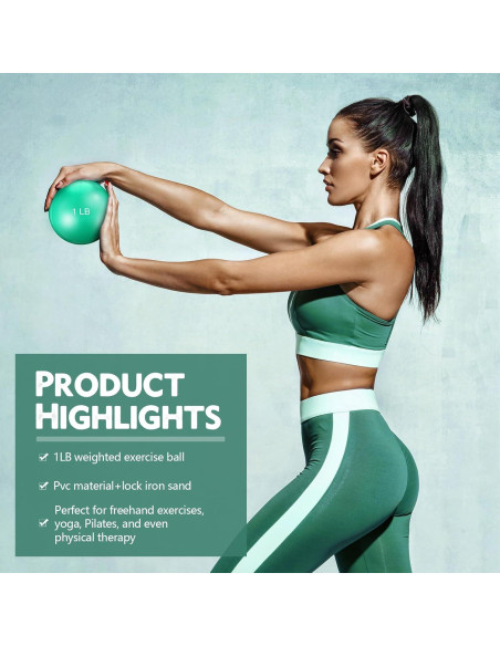 4 Balones de Tonificación con Peso Seenelling 0.45 kg Verde