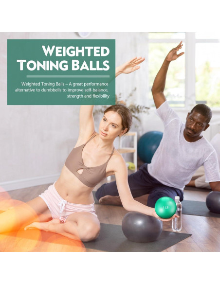 4 Balones de Tonificación con Peso Seenelling 0.45 kg Verde