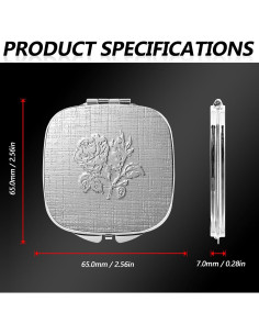 Espejo Compacto LIKSANGMETALS 7.1x7.6cm 1X/2X Plegable Plata 2