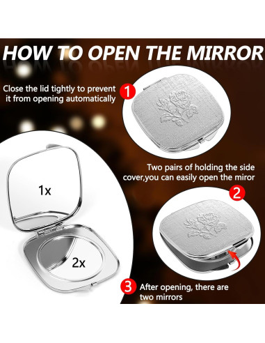 Espejo Compacto LIKSANGMETALS 7.1x7.6cm 1X/2X Plegable Plata