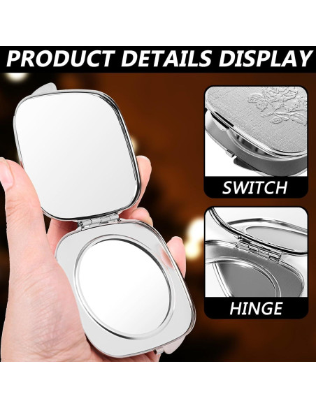 Espejo Compacto LIKSANGMETALS 7.1x7.6cm 1X/2X Plegable Plata