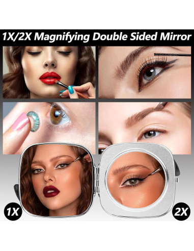 Espejo Compacto LIKSANGMETALS 7.1x7.6cm 1X/2X Plegable Plata