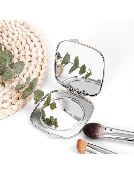 Espejo Compacto LIKSANGMETALS 7.1x7.6cm 1X/2X Plegable Plata