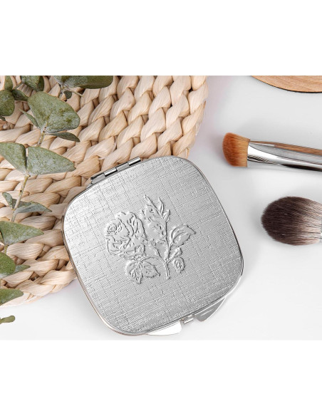 Espejo Compacto LIKSANGMETALS 7.1x7.6cm 1X/2X Plegable Plata