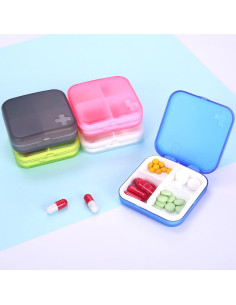 Organizador de Pastillas Portátil ZDQZC - Caja Compacta 4 Compartimentos Gris 2
