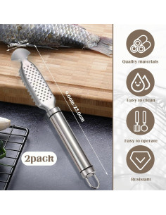 2 Herramientas de Raspar Escamas de Pescado Xanadued Acero Inoxidable 2