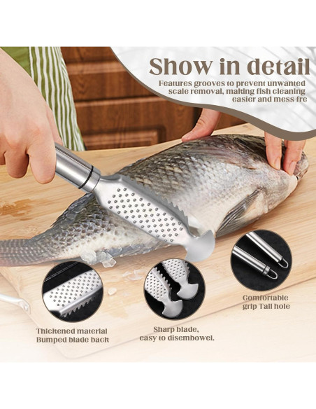 2 Herramientas de Raspar Escamas de Pescado Xanadued Acero Inoxidable