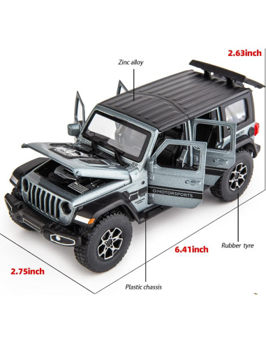 Coche de Juguete Wrangler WAKAKAC 1/32 Metal Retroceso Luz Sonido