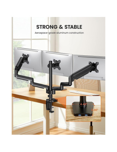 Soporte Triple para Monitores ErGear EGTS5B 13-27" Negro