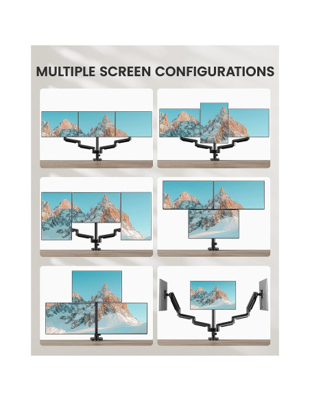 Soporte Triple para Monitores ErGear EGTS5B 13-27" Negro