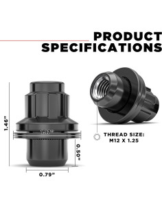 Bloqueos de Rueda White Knight M12x1.25 Cromo Negro - Paquete de 4 2