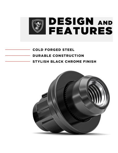 Bloqueos de Rueda White Knight M12x1.25 Cromo Negro - Paquete de 4