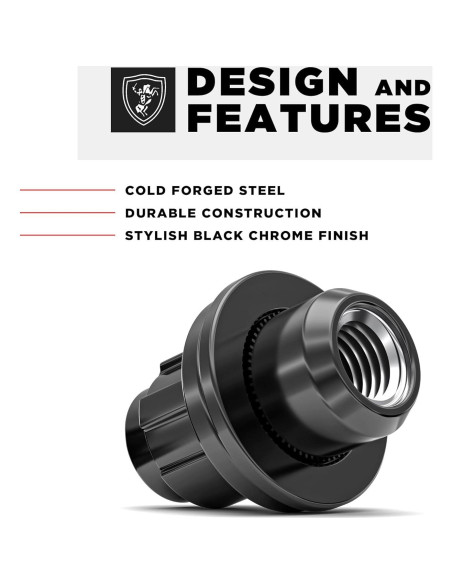 Bloqueos de Rueda White Knight M12x1.25 Cromo Negro - Paquete de 4