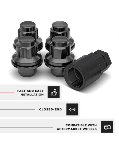 Bloqueos de Rueda White Knight M12x1.25 Cromo Negro - Paquete de 4