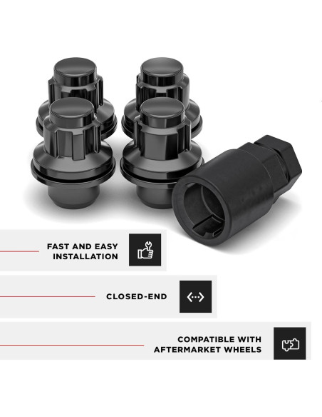 Bloqueos de Rueda White Knight M12x1.25 Cromo Negro - Paquete de 4