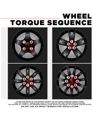 Bloqueos de Rueda White Knight M12x1.25 Cromo Negro - Paquete de 4