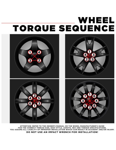 Bloqueos de Rueda White Knight M12x1.25 Cromo Negro - Paquete de 4