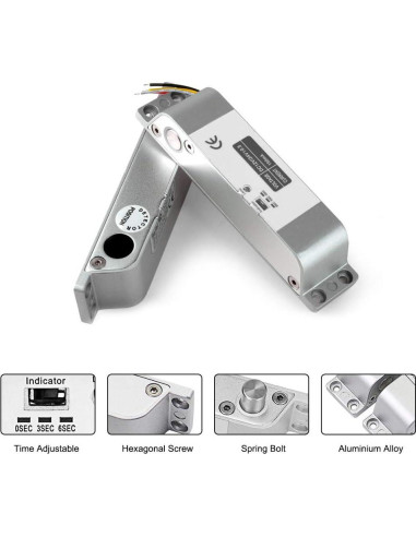 Cerradura Eléctrica AMOCAM 12V NC para Puertas de Madera y Metal