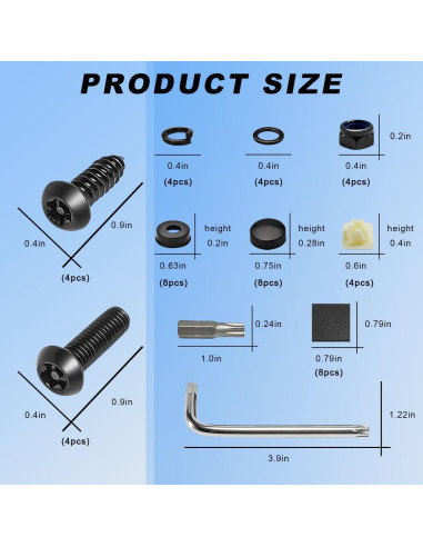 Tornillos Antirrobo MUQIDA para Placas de Matrícula - Acero Inoxidable