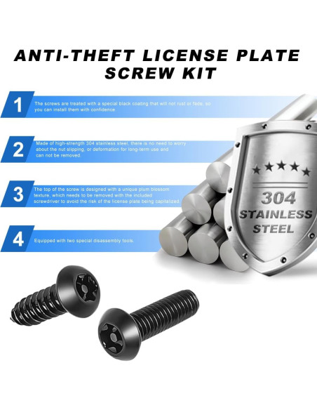 Tornillos Antirrobo MUQIDA para Placas de Matrícula - Acero Inoxidable
