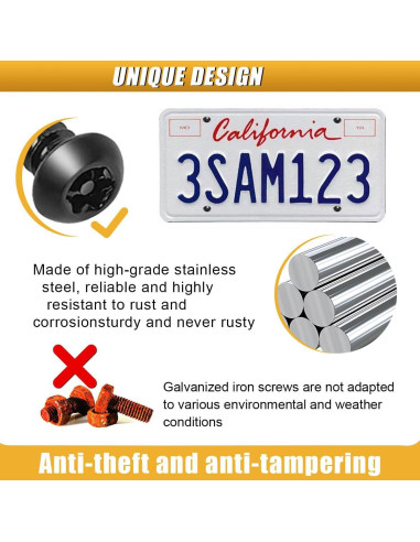 Kit de Tornillos Antirrobo para Placas de Licencia ZIMISI - 4 Juegos