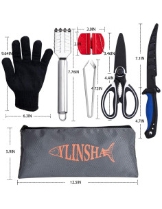 Kit de Cuchillos de Pesca YLINSHA 7 Piezas con Guantes y Cepillo 2