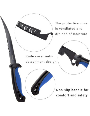 Kit de Cuchillos de Pesca YLINSHA 7 Piezas con Guantes y Cepillo